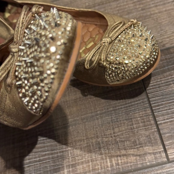Sam Edelman Beatrix Ballet Flat Ballerina Stud Spike Leather Gold Size 7 - Picture 12 of 16